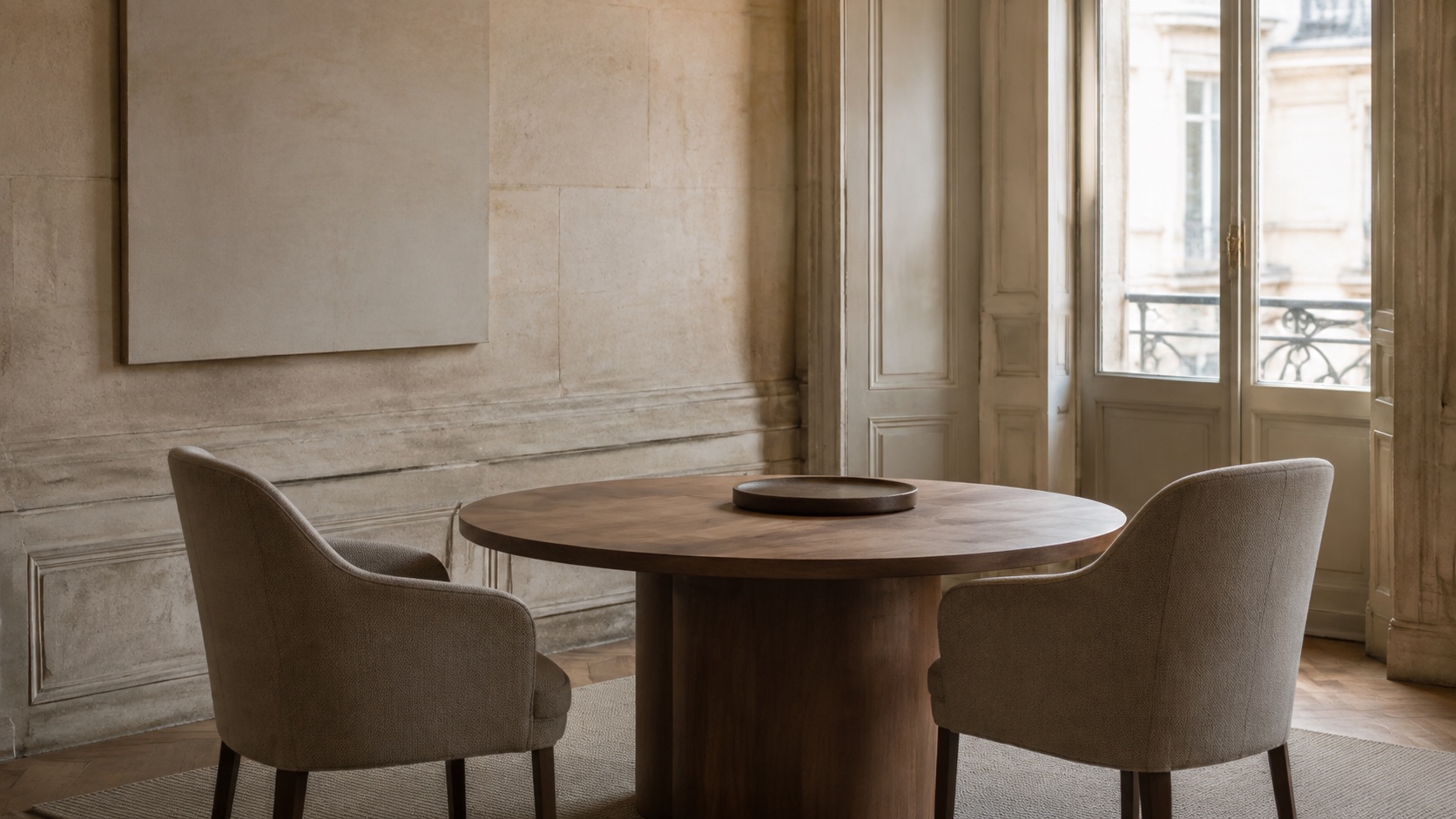 Deux fauteuils autour d’une table de médiation