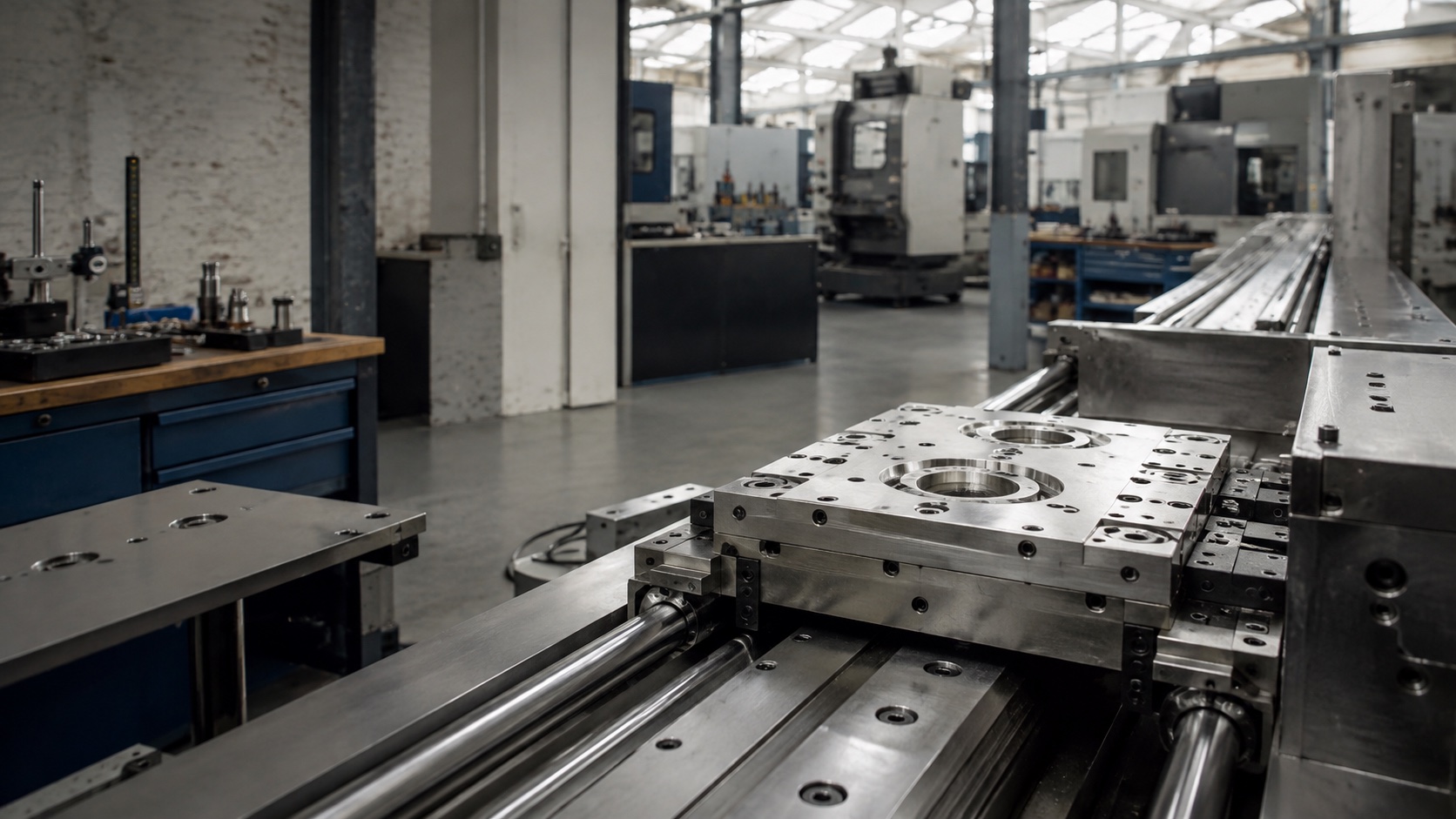 Pièces usinées et machines d’un atelier industriel