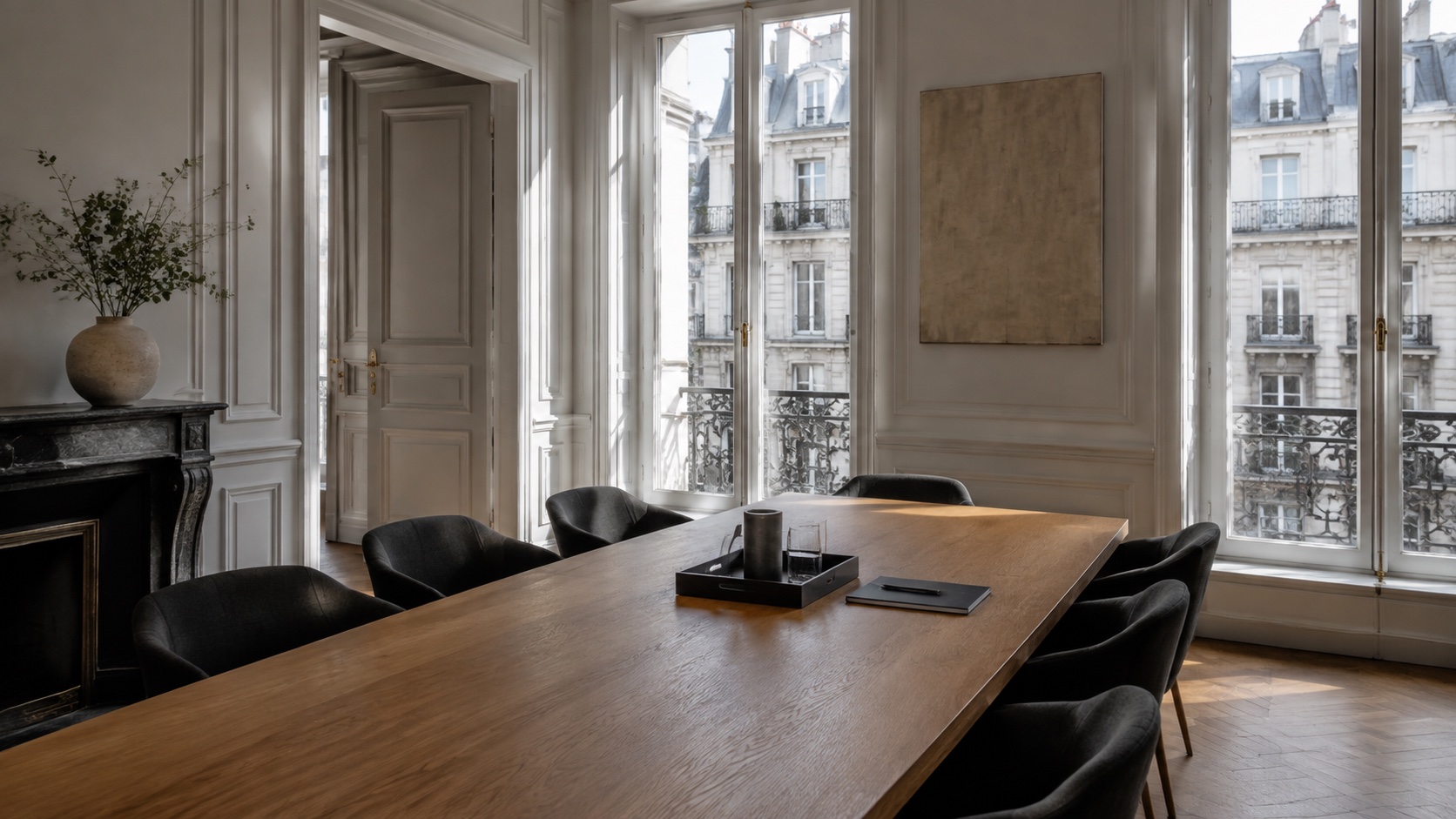 Table de conseil dans un intérieur parisien