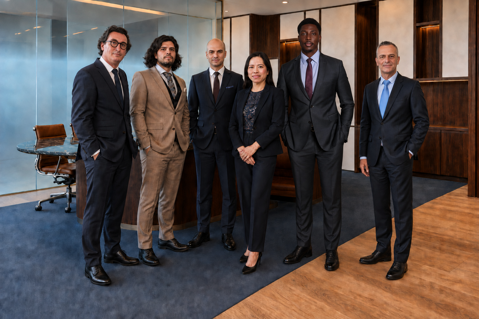 Les six membres de Rive Gauche Avocats dans le bureau rue Serpente